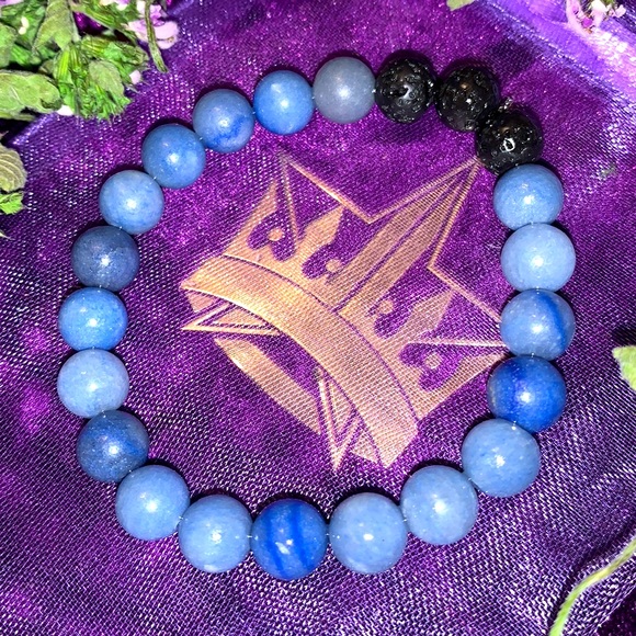 🪬2/$20🪬 8mm Genuine Nat Blue Aventurine Gemstone&Lava Rock - Picture 10 of 12